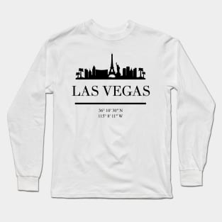 LAS VEGAS NEVADA BLACK SILHOUETTE SKYLINE ART Long Sleeve T-Shirt